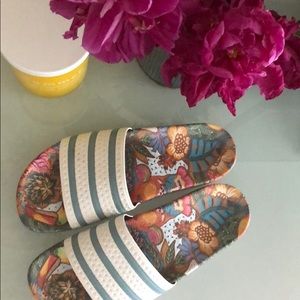 Adidas limited floral slides